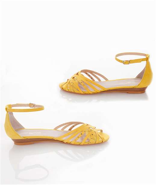 Chaussures femme sandales plates jaunes Jaune - Grain de Malice