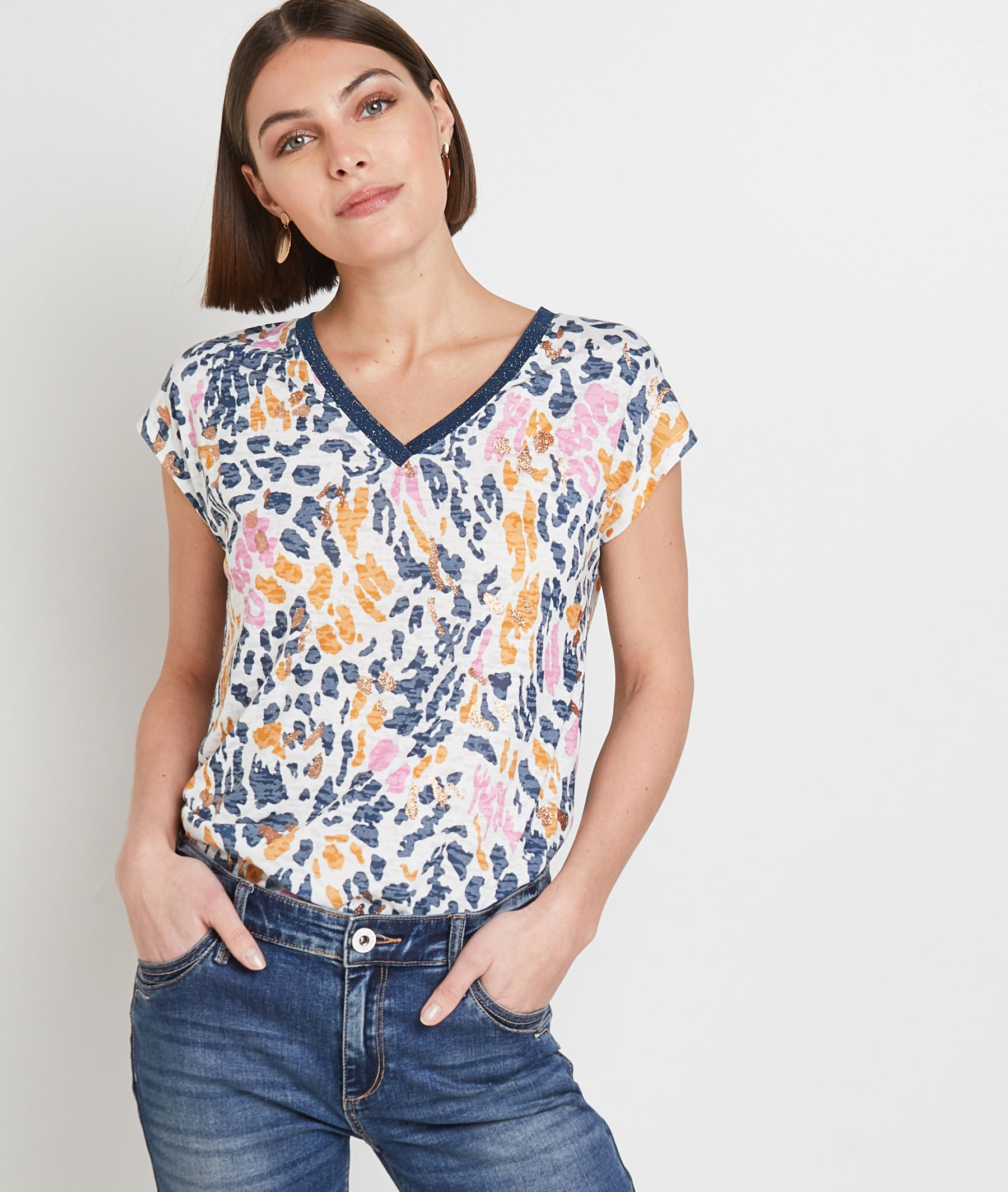 Tshirt imprimé femme BLANC CASSE