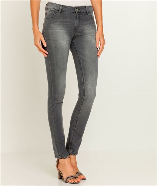 Jean femme slim basic - Couleur GRIS MOYEN - Grain de Malice