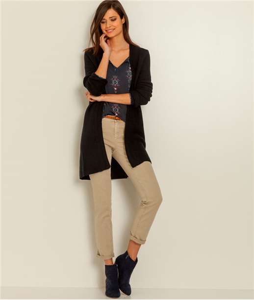 Gilet femme long ceinturé - Couleur BLEU MARINE - Grain de Malice